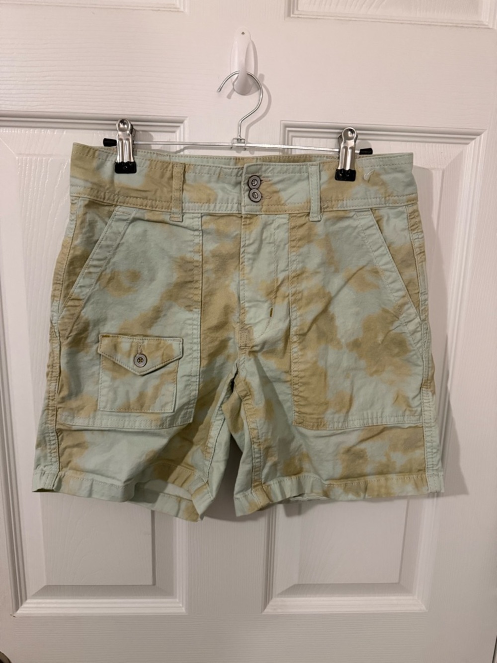 Anthropologie Tie-Dye Bermuda Shorts in Pale Green & Tan